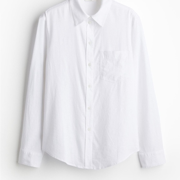 H&M Linen-bland White Cotton Shirt size M - Picture 3 of 4
